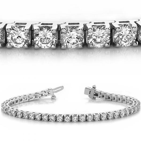 Ladies Tennis Bracelet 7.40 Ct Round Cut Lab Grown Diamonds White Gold