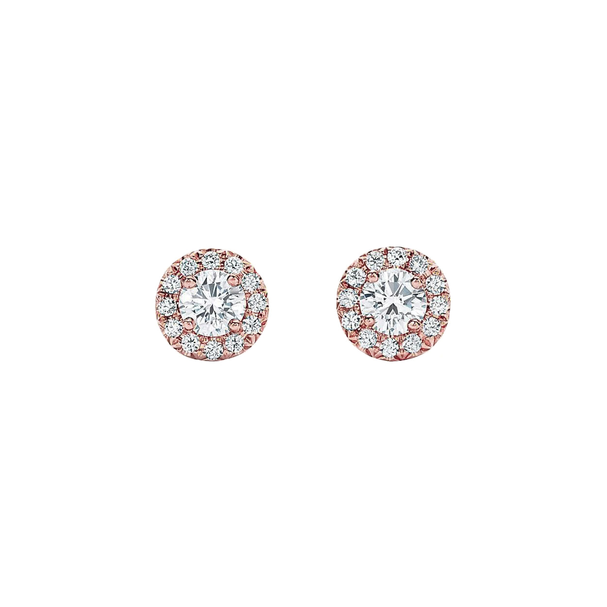 Rose Gold Women Diamond Engagement Ring White Gold Studs Halo Earrings