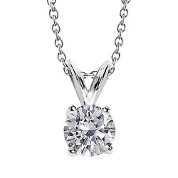 Lady White Gold 14K 2.50 Carat Big Round Cut Natural Earth Mined Diamond Pendant Necklace