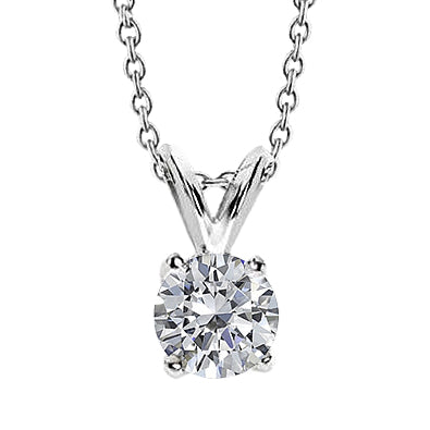 Lady White Gold 14K 2.50 Carat Big Round Cut Natural Earth Mined Diamond Pendant Necklace