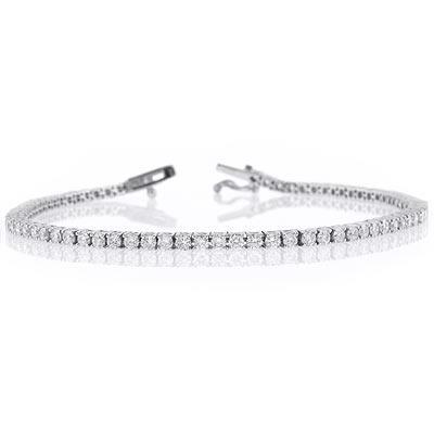 Lady Tennis Bracelet Small Round Cut 3.50 Carats Lab Grown Diamonds White Gold