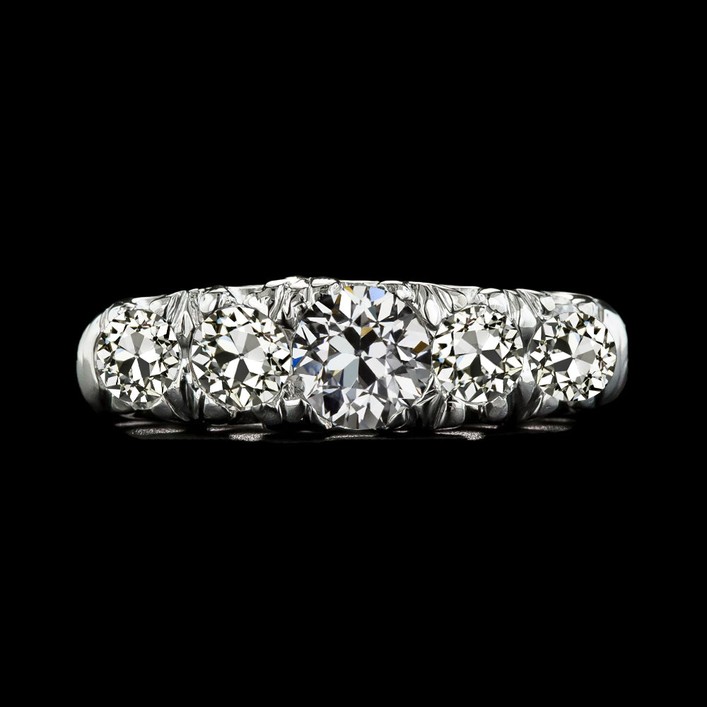 White Gold Lady’s Anniversary Band Round Old Miner Diamond