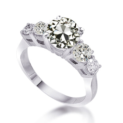 Lady’s Sparkling Unique Engagement White Gold Anniversary Ring Old Miner Diamond Stone Basket Set