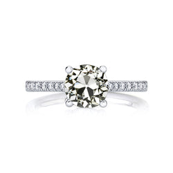 Lady’s Anniversary Ring Round Old Cut Natural Earth Mined Diamond 4 Prong Set 4 Carats