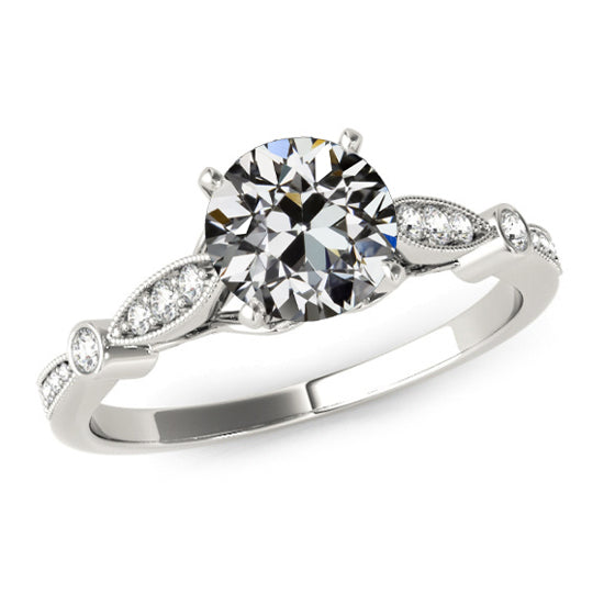 Wedding Anniversary Sparkling Ring Round Old Miner Diamond