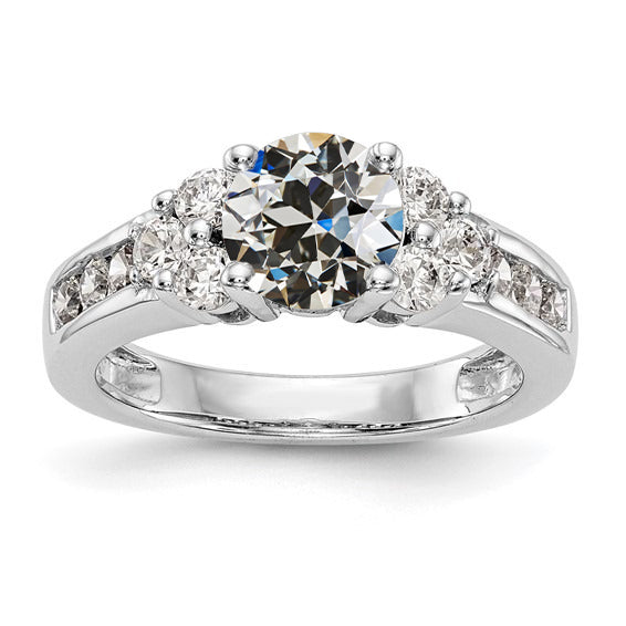  Lady’s Brilliant  Diamond Ring Old Miner Cut Prong Channel Set