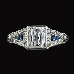 Genuine   Lady's Emerald Diamond Ring Trapezoid Sapphires 5.50 Carats