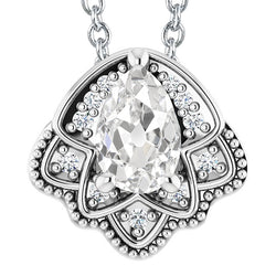 Lady’s Gold Diamond Pendant Round & Pear Old Miner 5 Carats 14K