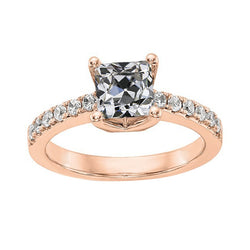 Lady’s Ring Cushion Old Mine Cut Natural Earth Mined Diamond Fishtail Set 3.50 Carats