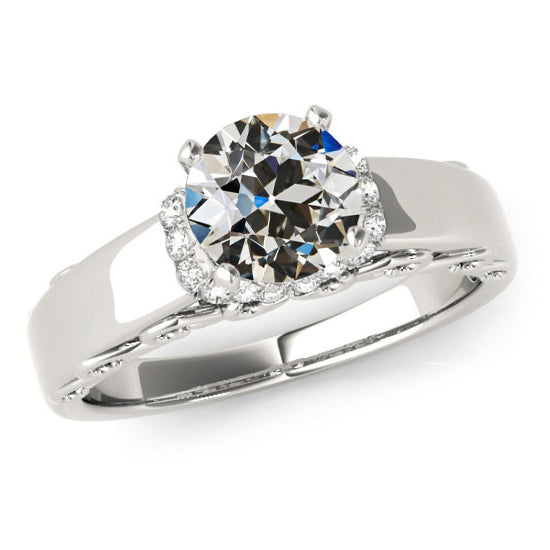 White Sparkling Lady’s Ring Old Mine Cut Diamond