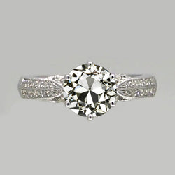 Genuine   Lady’s Ring Round Old European Diamond 6 Prong Set 2.50 Carats Jewelry