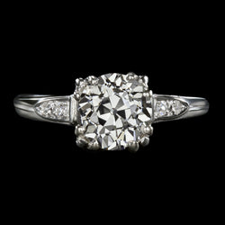 Lady’s Ring Round Old Mine Cut Triple Prong Set 3.50 Carats Gold Natural Earth Mined Diamond