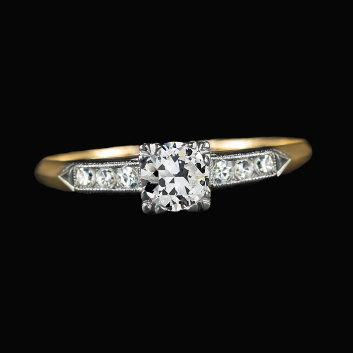 Lady’s Ring Round Old Miner Diamond Triple Prong Set 2 Carats Gold