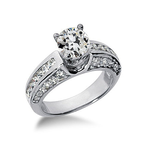 Unique Style White Sparkling Engagement White gold Lady's Ring Old Miner Diamond White Gold Jewelry