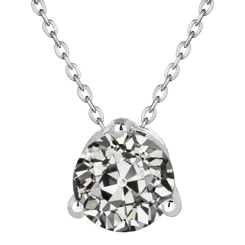 natural round diamond 2.50ct pendant front view