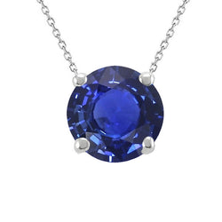 Lady’s Solitaire Pendant Round Gemstone With Chain Gold 5 Carats