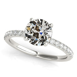 Lady’s Solitaire Wedding Ring With Accents Old Miner Natural Earth Mined Diamond 4 Carats