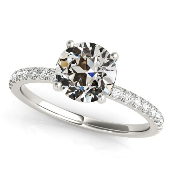 Lady’s Solitaire Wedding Ring With Accents Old Miner Diamond