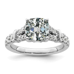 Real  Lady’s Wedding Ring Cushion Old Mine Cut Diamond 6.50 Carats 14K Gold