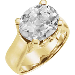 Oval Cut Old Miner Natural Diamond Ring Thick Shank 5 Carats