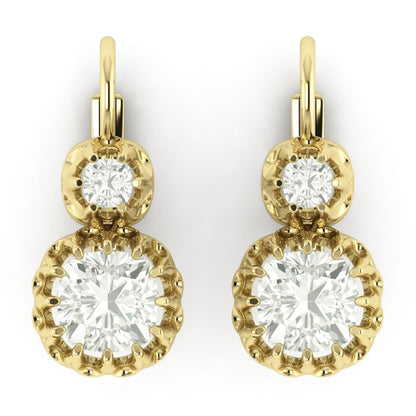 Leverback Drop Earrings Cushion Diamonds