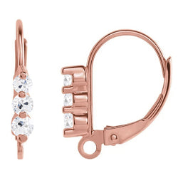 3 Ct Leverback Earrings Round Old Cut Diamond Rose Gold 14K