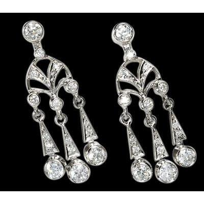 Like Edwardian Jewelry Chandelier Diamond Earrings Gold White