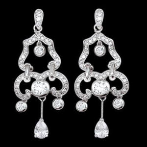Like Edwardian Jewelry Chandelier Diamonds Earrings WG 1.75" Tall