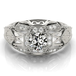 Like Edwardian Jewelry Halo Ring Old Miner Diamond Filigree 3 Carats
