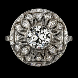 Like Edwardian Jewelry Halo Ring Round Old Miner Diamond Bezel Set