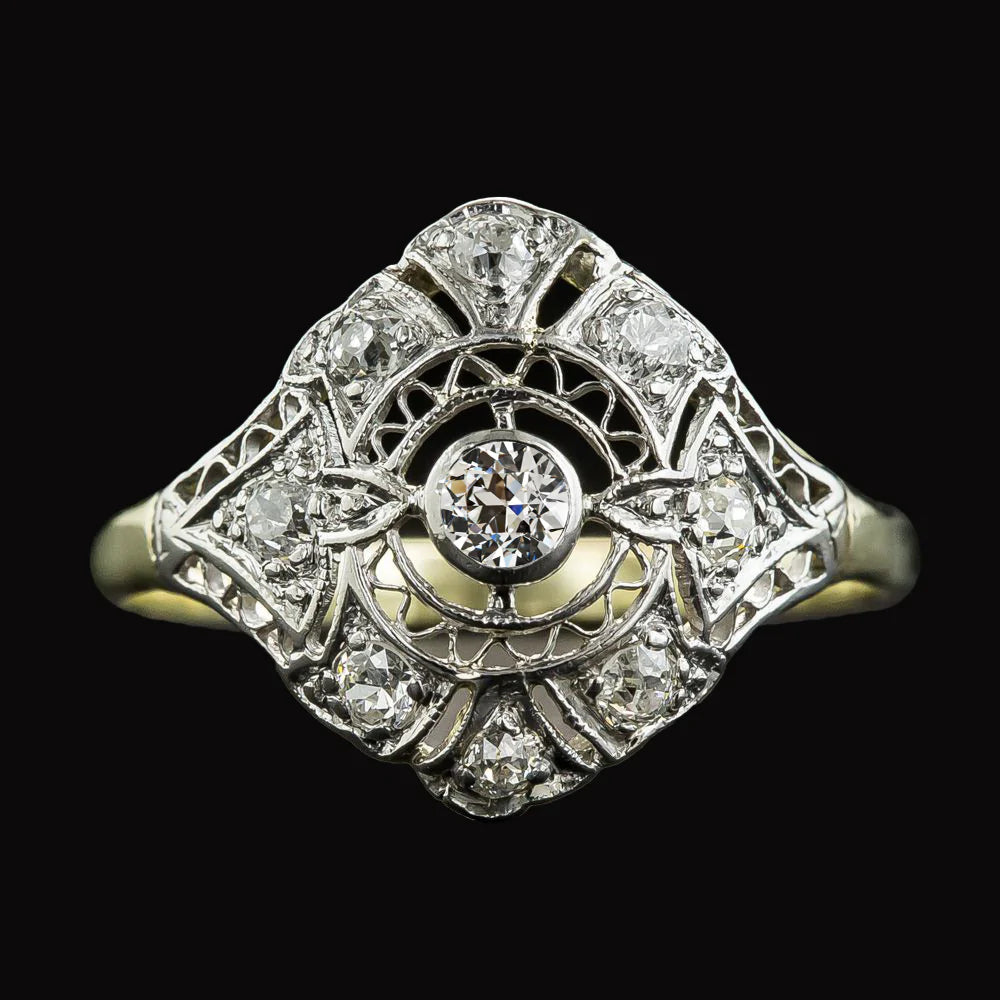 Like Edwardian Jewelry Round Old Mine Cut Diamond Vintage Style Ring