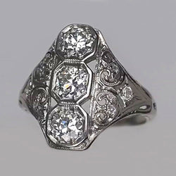 Like Edwardian Jewelry Round Vintage Cut Natural Earth Mined Diamond Ring Filigree
