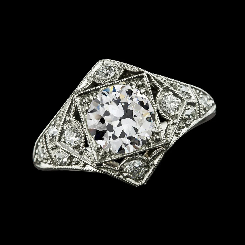 Like Edwardian Jewelry Wedding Ring Old Cut Round Diamonds Milgrain