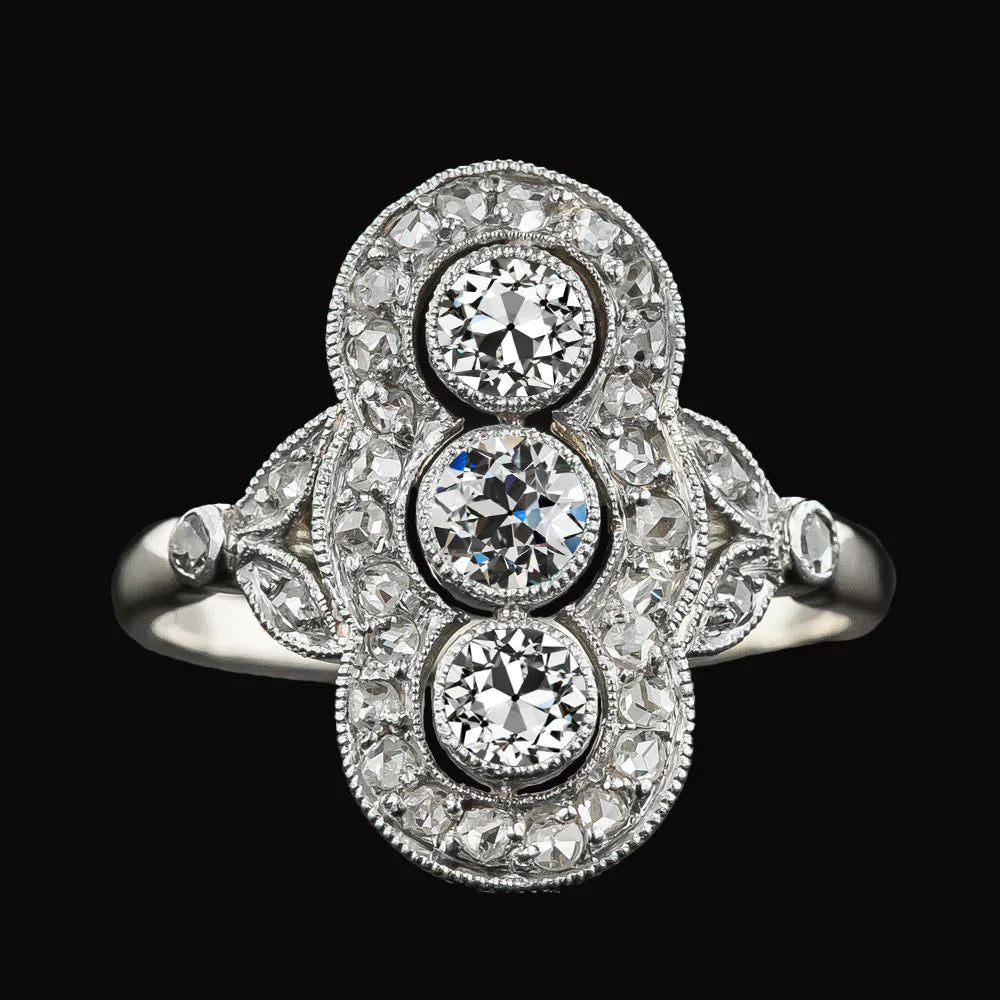 Like La Belle Epoque Jewelry Halo Old Miner Diamond Milgrain Ring 