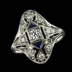 Like La Belle Epoque Jewelry Vintage Cut Diamond Sapphire Ring