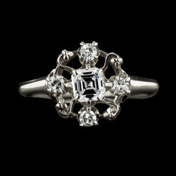 Real  Like La Belle Epoque Jewelry Wedding Ring Asscher & Round Diamond