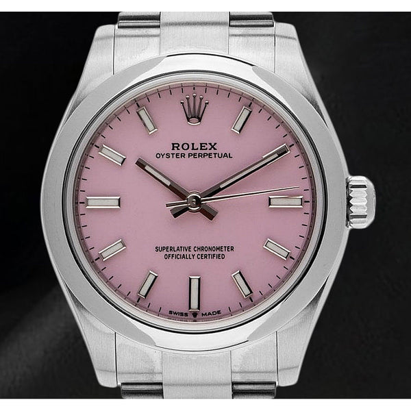Rolex Oyster Perpetual 31mm Candy Pink Luminous Dial Stainless Steel Men's Watch
