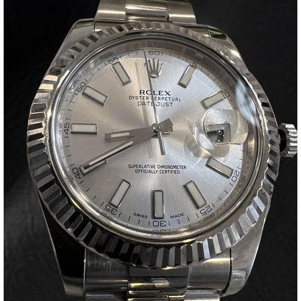 Men's Rolex Datejust Silver Luminous Dial 41mmSteel Watch