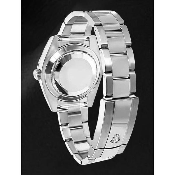 Date-just Rolex 36mm Mint Green Luminous Dial Plain Bezel Steel Men's Watch
