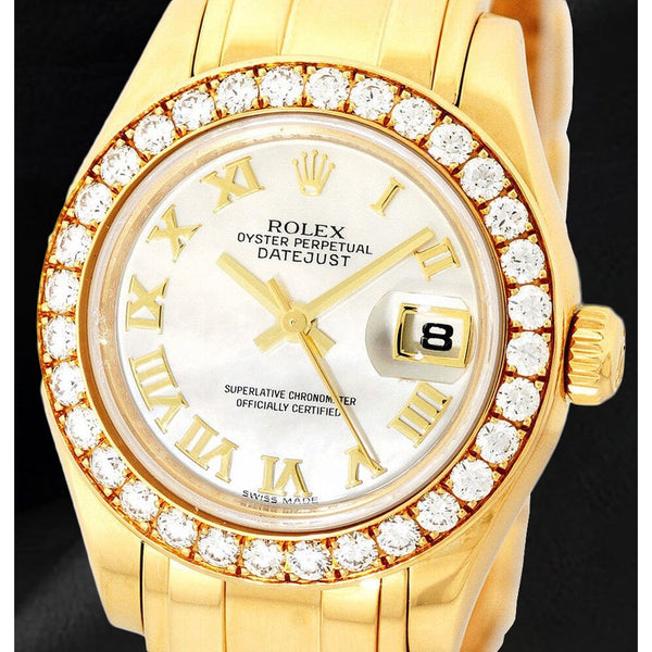 Rolex Pearlmaster Mother Of Peral 18K Yellow Gold and Diamond Ladies Watch
