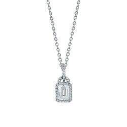 Lock Style Pendant Necklace 1.50 Carats Diamond White Gold 14K Jewelry