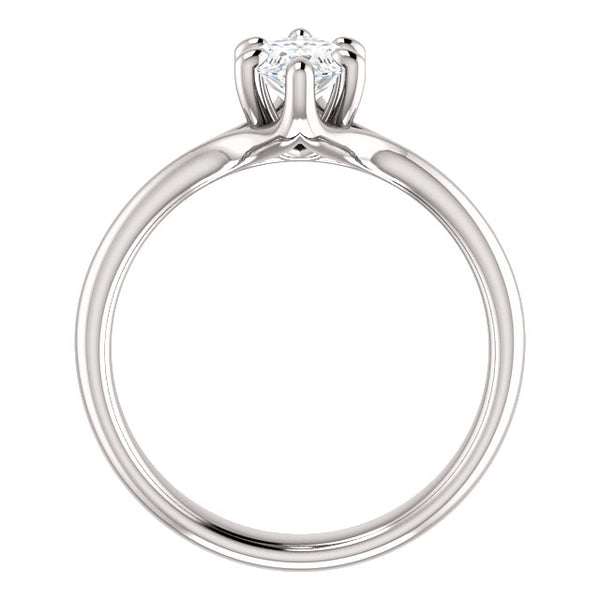 New Design Sparkling  Six Claw Prong Setting White Gold Solitaire Ring 