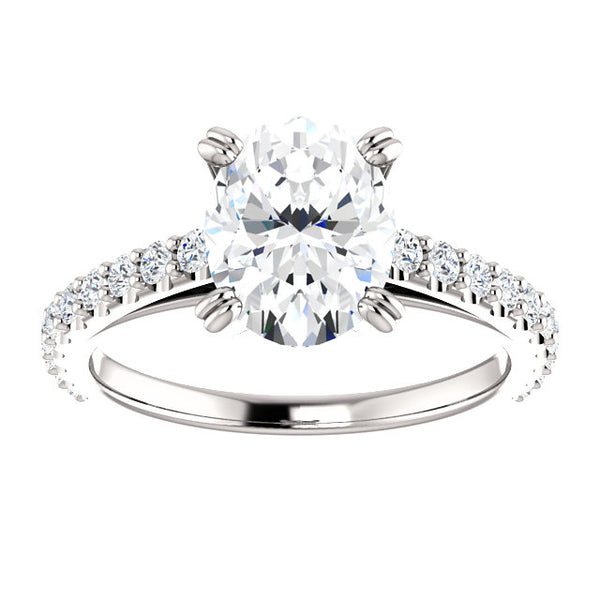 Solitaire Ring with Accents Diamond Engagement Ring 2.60 Carats Claw Prong Setting Accented White Gold