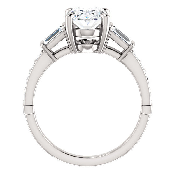 Princess Cut White Elegant Woman's Solitaire Ring with Accents Diamond 