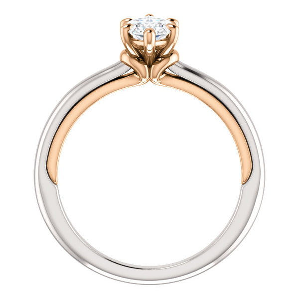 Two Tone Ladies Jewelry Anniversary Solitaire Diamond Ring 