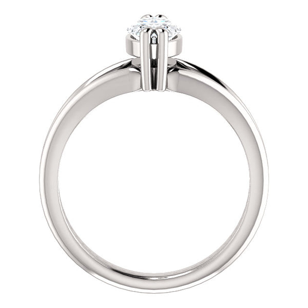 Antique Style Diamond  Marquise Milgrain White Gold Solitaire Ring