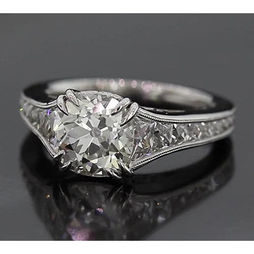 Engagement White Gold Diamond Solitaire Ring with Accents