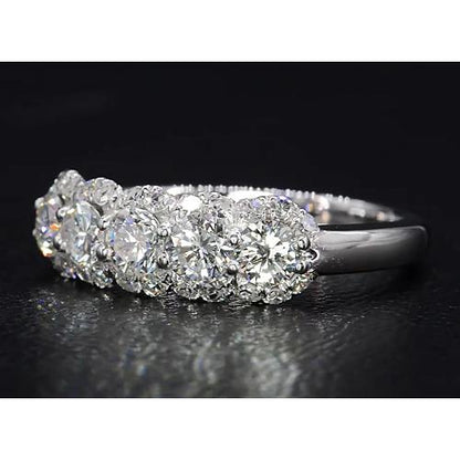 Half Eternity Band Diamond Ring 4.50 Carats White Gold