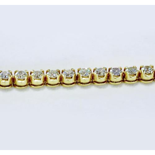 Tennis Bracelet Round Diamond Tennis Bracelet 4 Carats Yellow Gold 14K