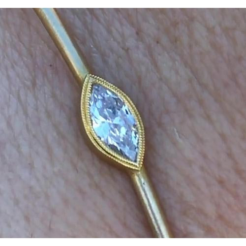 Bangle Marquise Diamond Bangle Bezel Set 1 Carat Yellow Gold 14K